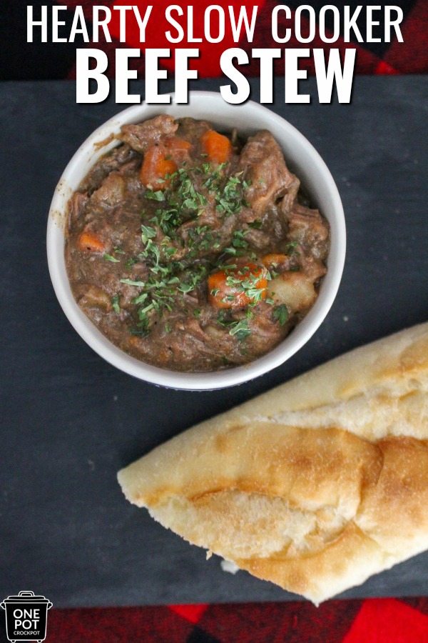This slow cooker beef stew is not only simple, it's delicious! Packed full of flavor and taste you'll love this simple DIY recipe! 