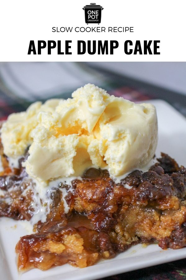 This slow cooker apple dump cake is the perfect family dessert. Simple and delicious, you'll love every bite. #slowcookingclub #appledumpcake #slowcooker #dessert