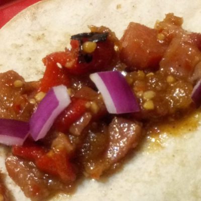 Slow Cooker Bacon Ends Tacos