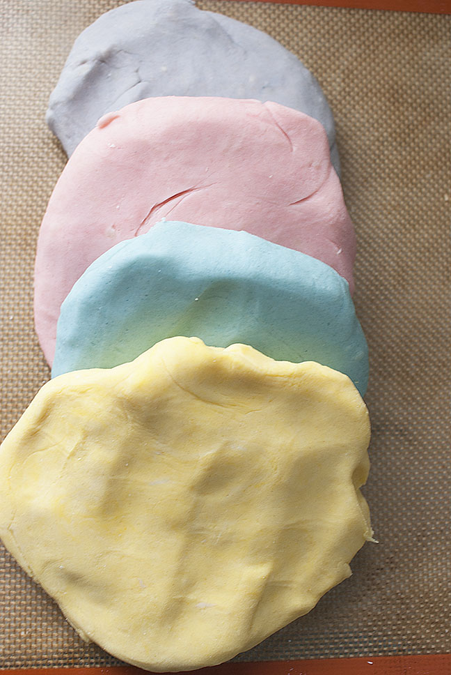 colored homemade playdough made in slow cooker