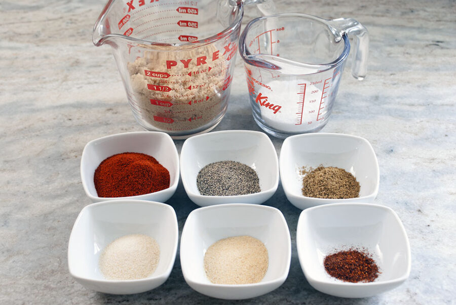 a variety of spices to make homemade dry rub for pork butt